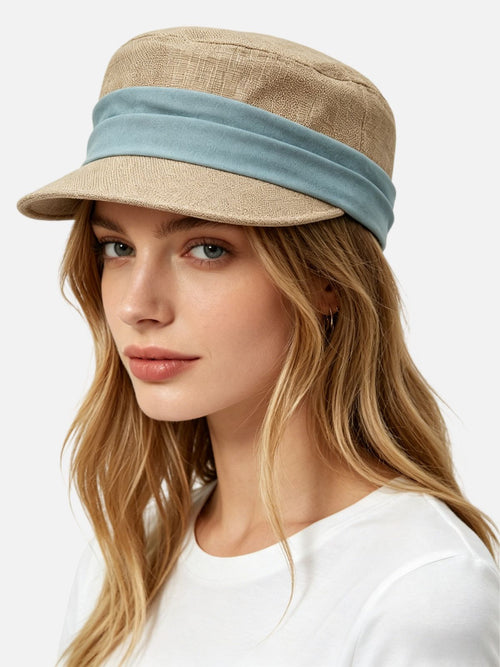 Haaura Vintage Camel Ribbon Boater Hat