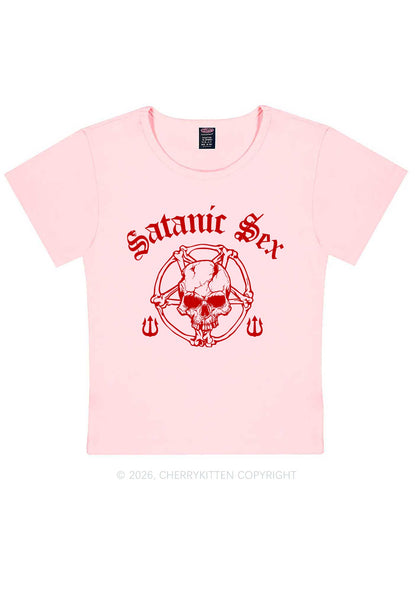 Halloween Satanic Sx Skull Y2K Baby Tee Cherrykitten