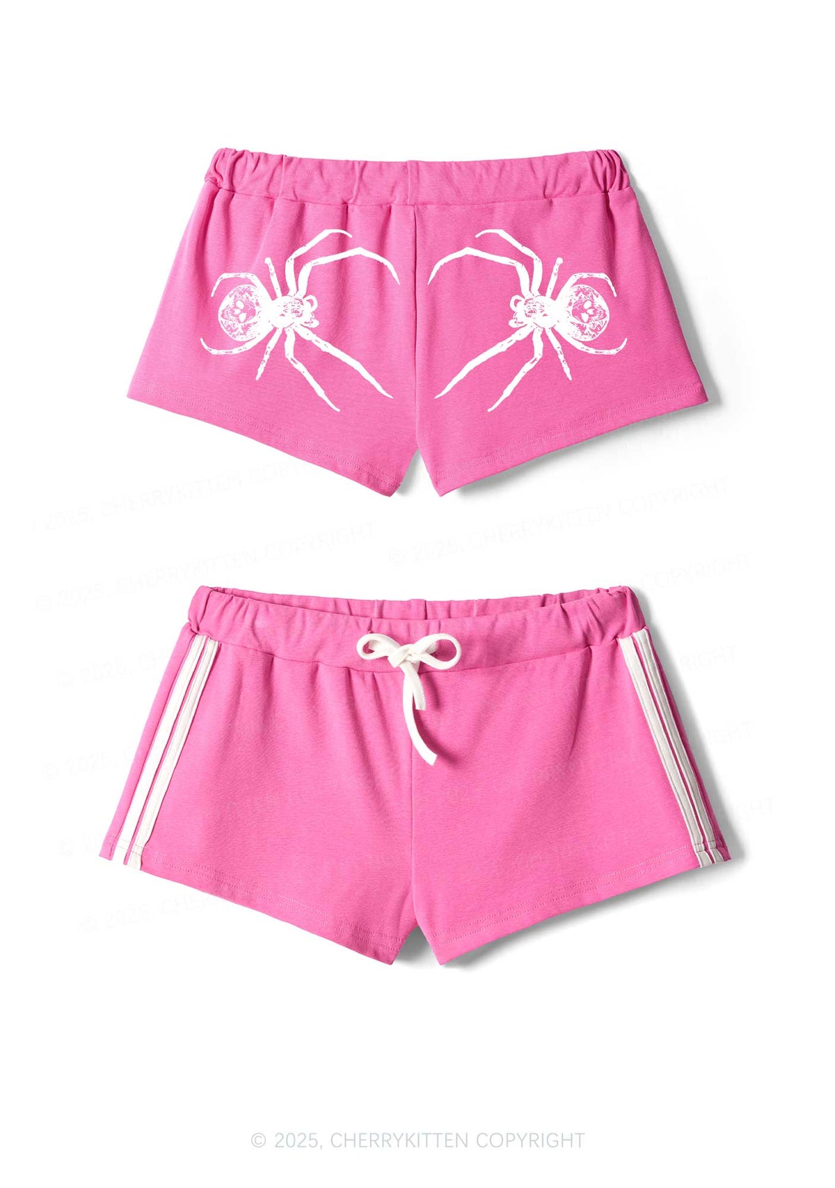 Skull Spider Y2K Drawstring Mini Shorts Cherrykitten