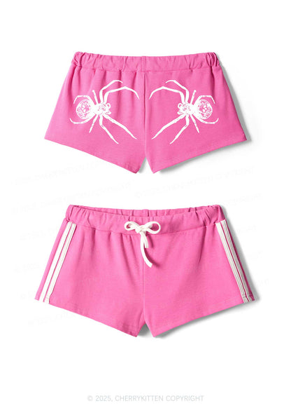 Skull Spider Y2K Drawstring Mini Shorts Cherrykitten