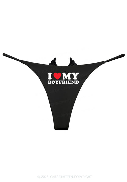 I Love My Boyfriend Y2K Goth Angel Wings Bikini String Thong Cherrykitten
