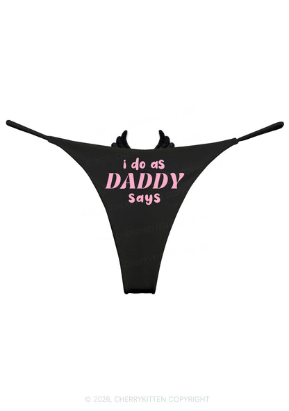 I Do As Daddy Says Y2K Goth Angel Wings Bikini String Thong Cherrykitten