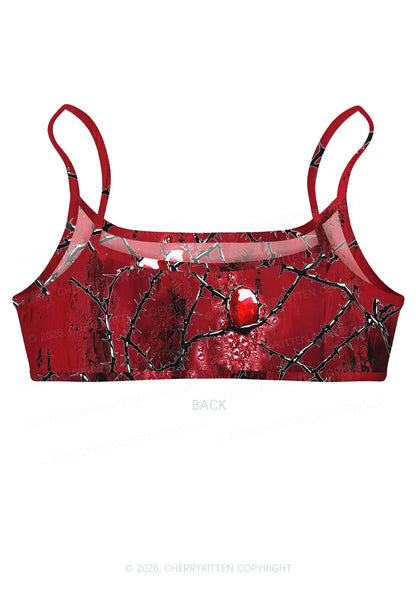 Thorned Ruby Y2K Print Super Crop Cami Cherrykitten