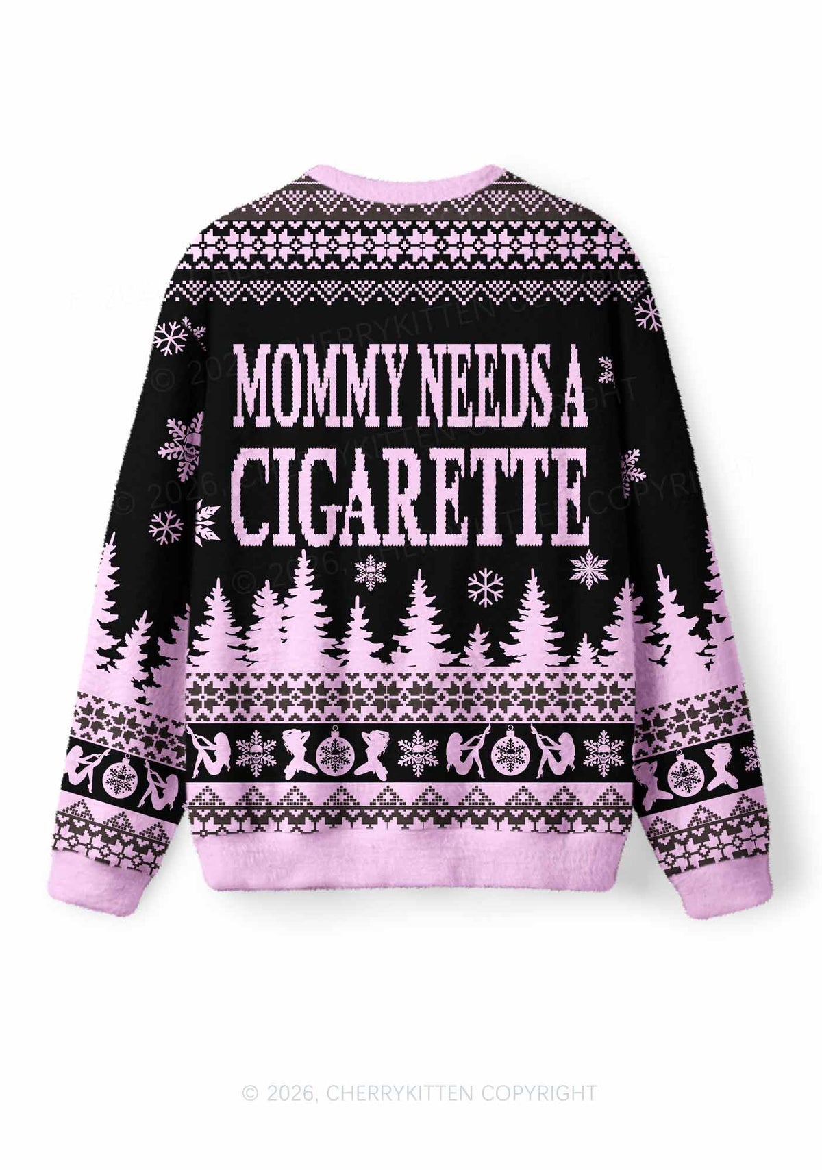Mommy Needs A Cigarette Y2K Knit Sweatshirt Cherrykitten