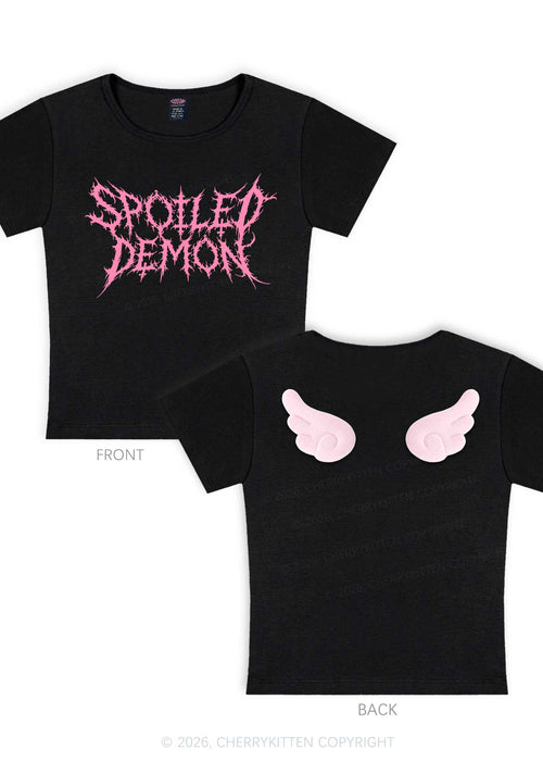 Halloween Spoiled Demon Y2K Goth Angel Wings Baby Tee Cherrykitten
