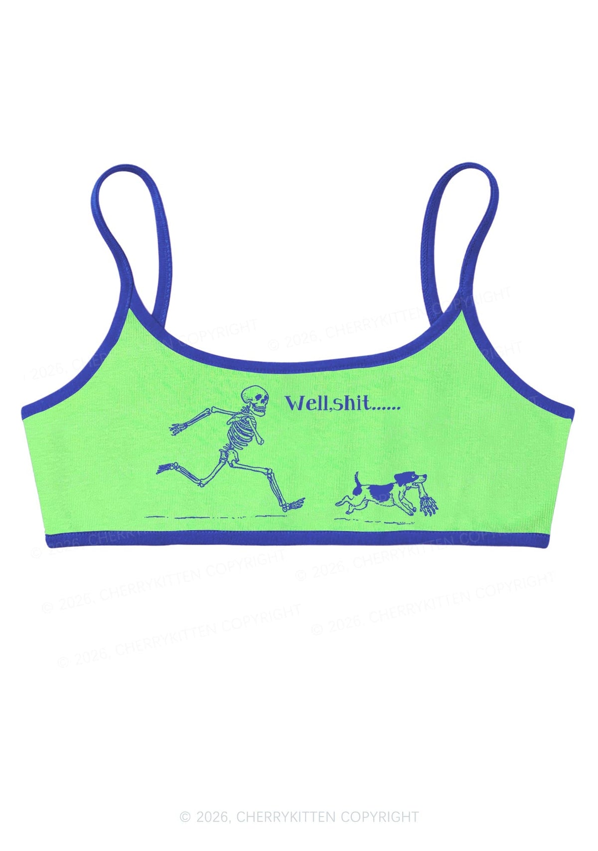 Halloween Well Shxt Skeleton Dog Y2K Super Crop Cami Cherrykitten