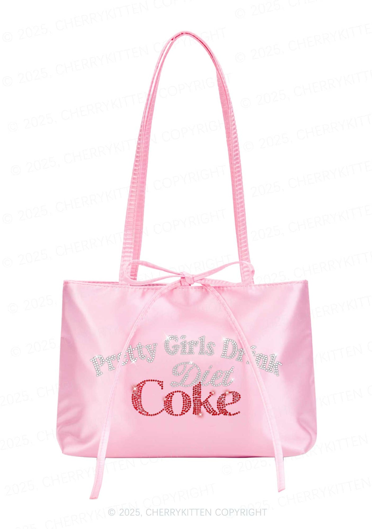 Rhinestone Pretty Girls Drink Diet Cola Y2K Satin Bags Cherrykitten
