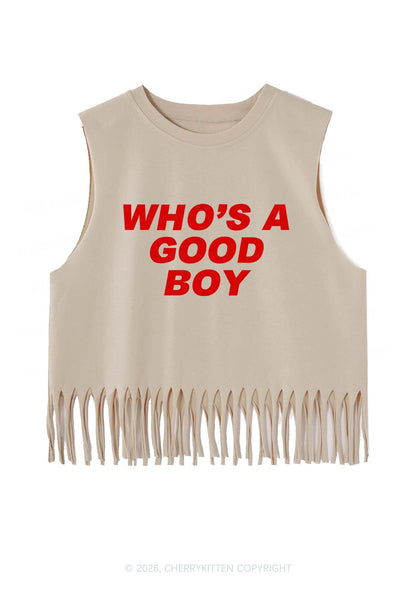 Whos A Good Boy Y2K Fringe Tank Top Cherrykitten