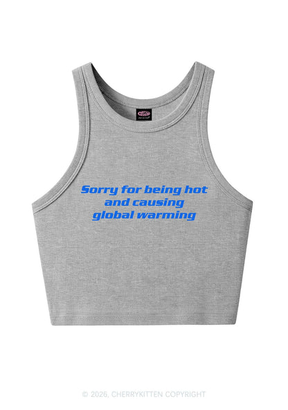 Sorry For Causing Global Warming Y2K Crop Tank Top Cherrykitten