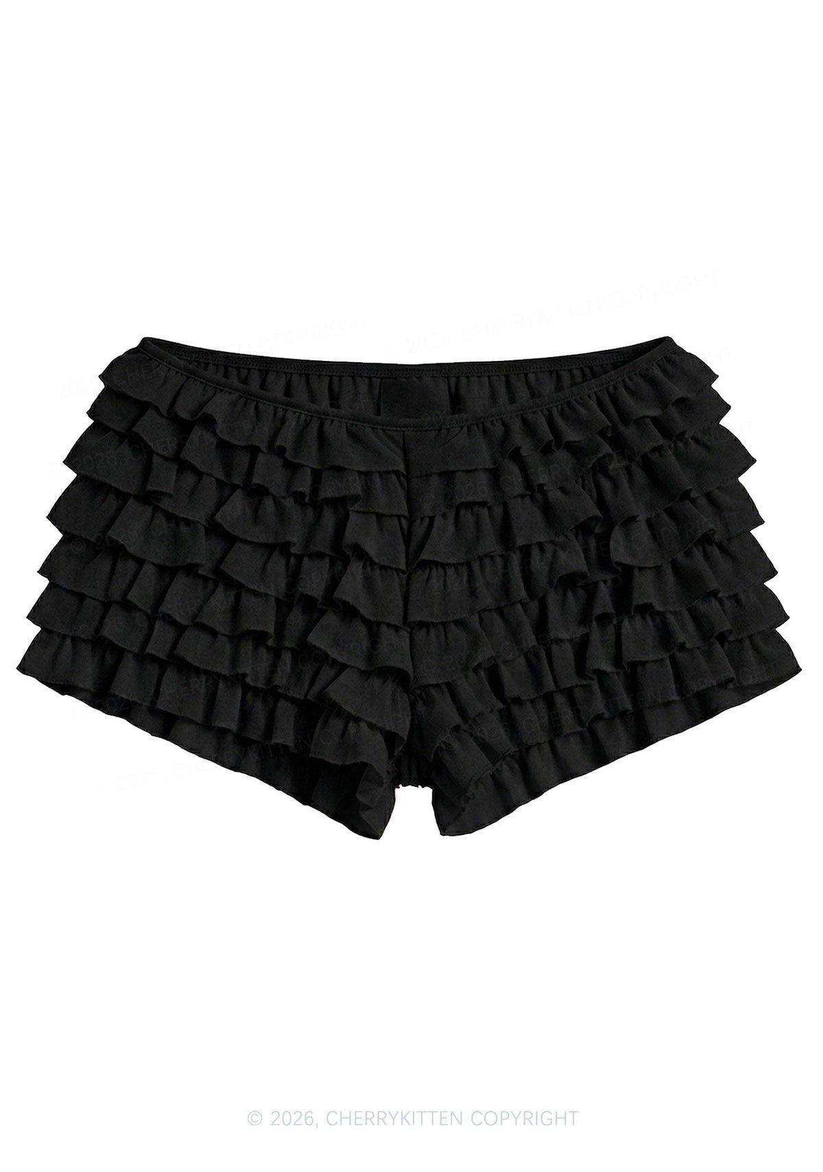 Y2K Mesh Ruffle Layered Shorts With Back Bow Cherrykitten