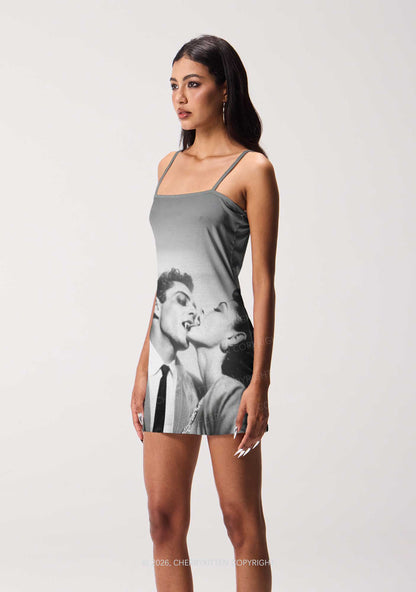 Halloween Vampire Couple Y2K Print Slip Dress Cherrykitten