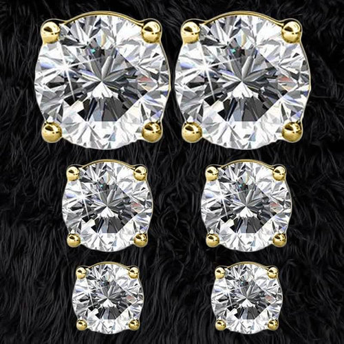 3-Pairs: Elements of Love Crystal Stud Earrings
