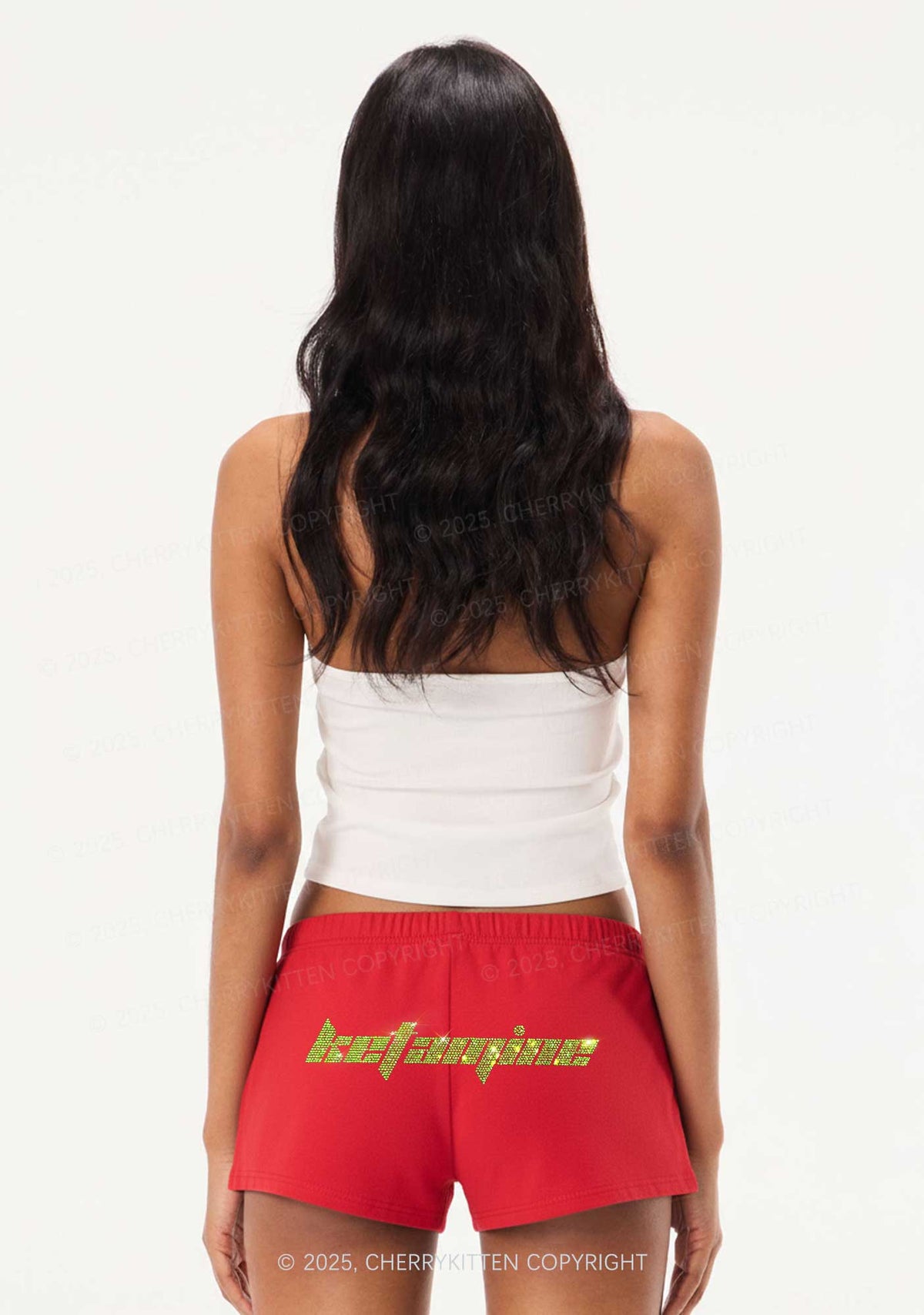 Rhinestone Ketamxxe Y2K Drawstring Mini Shorts Cherrykitten