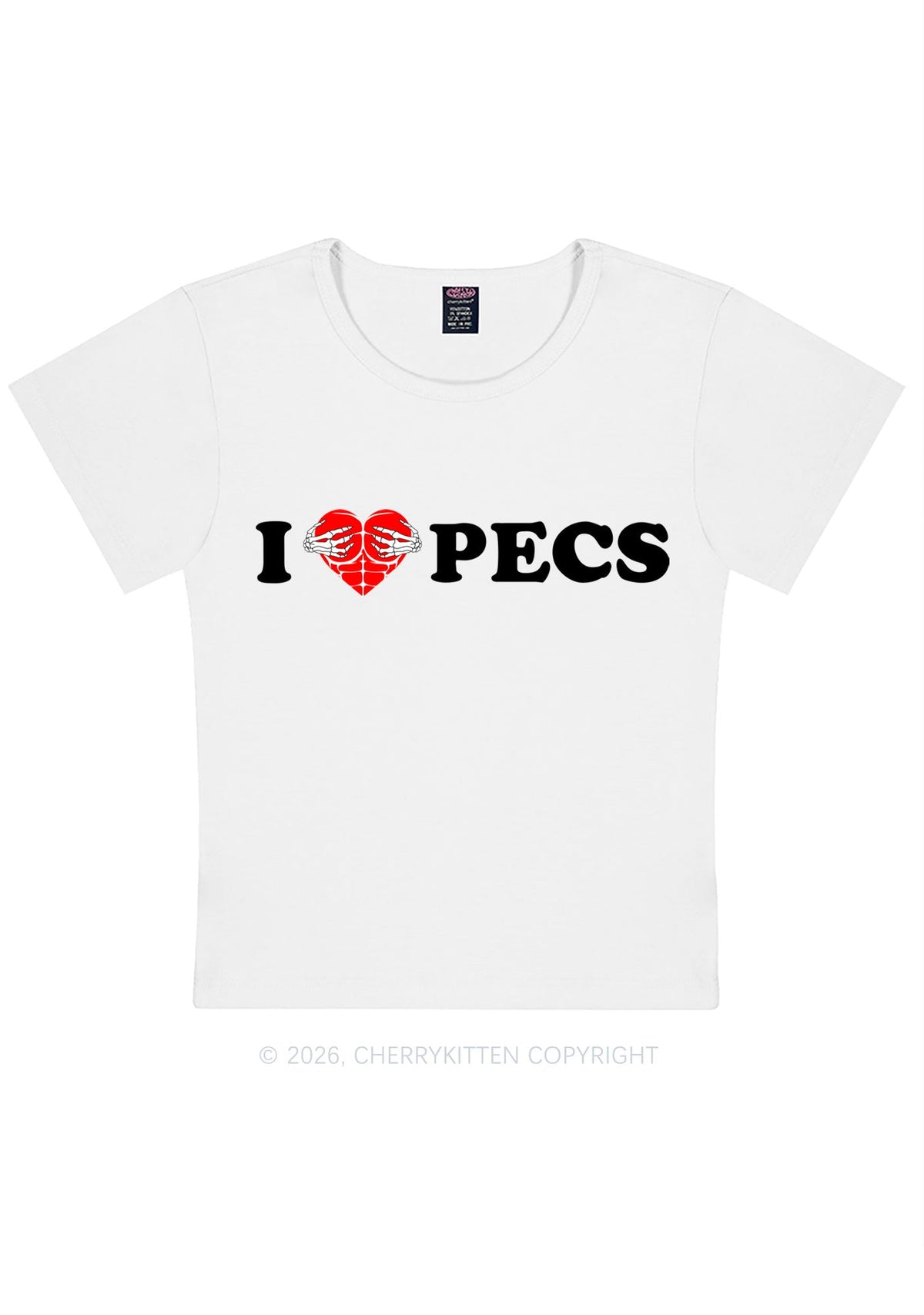 I Love Pecs Y2K Baby Tee Cherrykitten