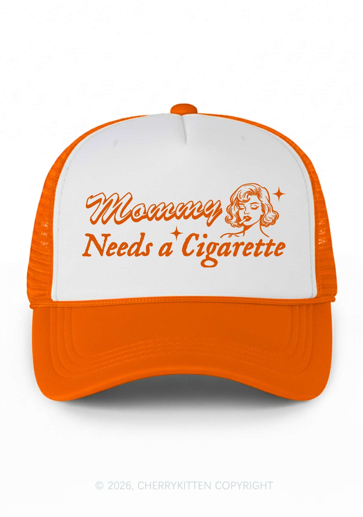 Mommy Needs a Cigarette Y2K Colorblock Trucker Hat Cherrykitten