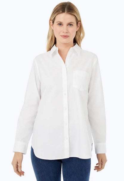 Boyfriend No Iron Pinpoint Long Sleeve Tunic