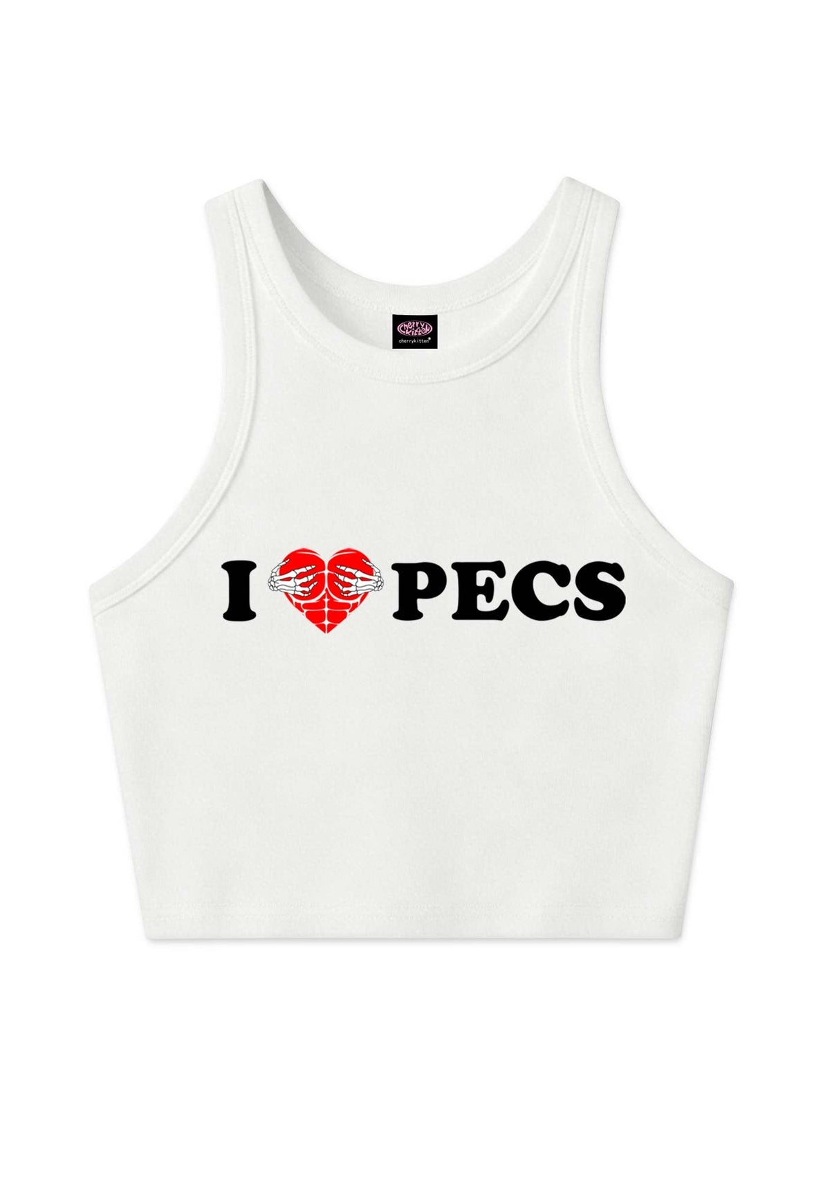 I Love Pecs Y2K Crop Tank Top Cherrykitten