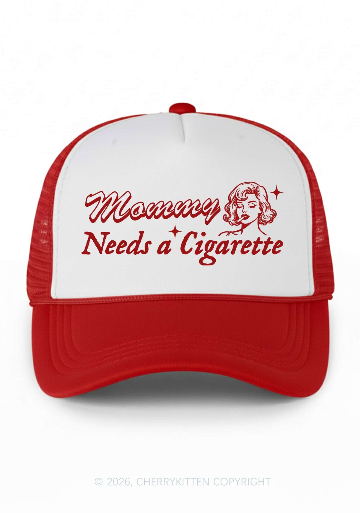 Mommy Needs a Cigarette Y2K Colorblock Trucker Hat Cherrykitten
