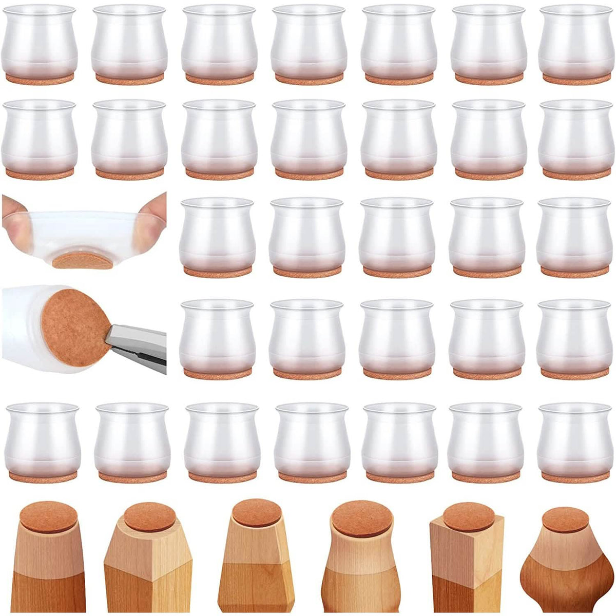 32-Piece: Clear Chair Leg Floor Protectors