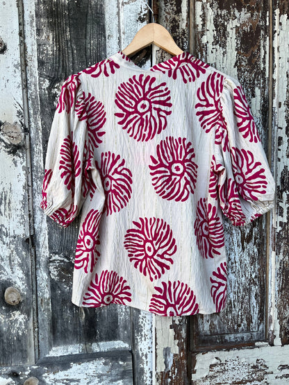 Boho Button-Front Blouse
