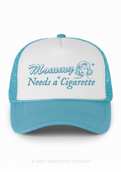 Mommy Needs a Cigarette Y2K Colorblock Trucker Hat Cherrykitten