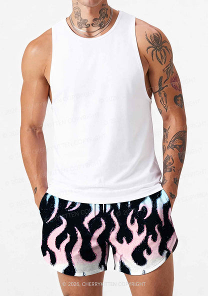 Trans Flame Pride Y2K Print Men Beach Shorts Cherrykitten