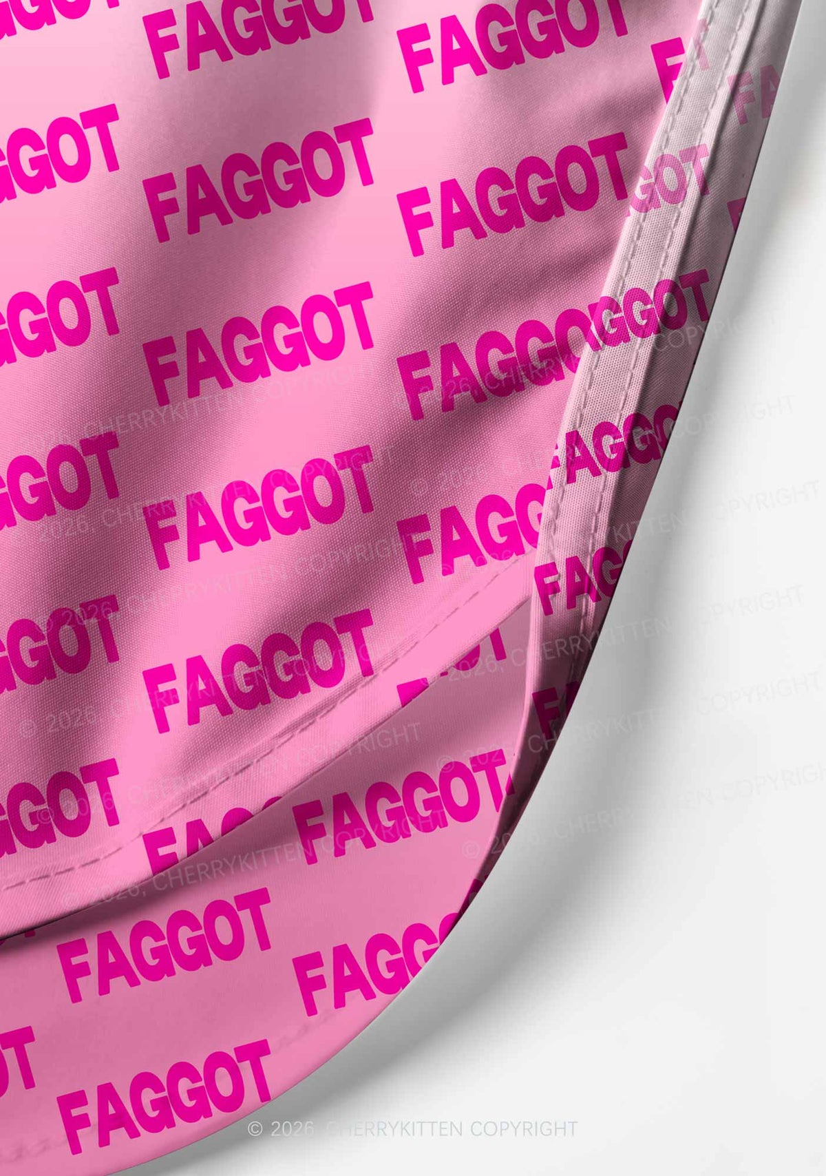 Faded Pink Faggot Pride Y2K Print Men Beach Shorts Cherrykitten
