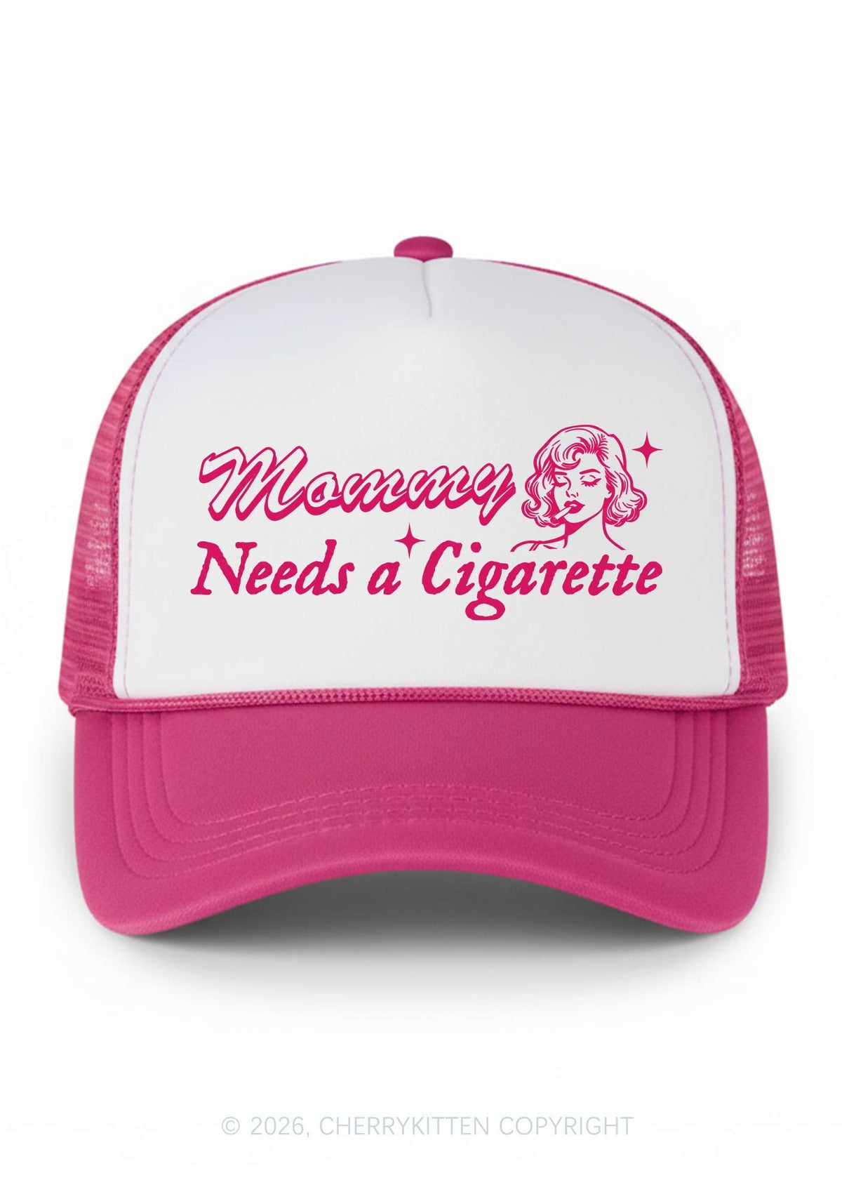 Mommy Needs a Cigarette Y2K Colorblock Trucker Hat Cherrykitten