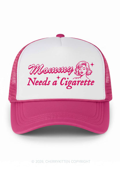 Mommy Needs a Cigarette Y2K Colorblock Trucker Hat Cherrykitten