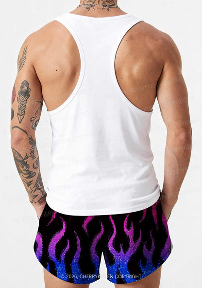 Bisexual Flame Pride Y2K Print Men Beach Shorts Cherrykitten
