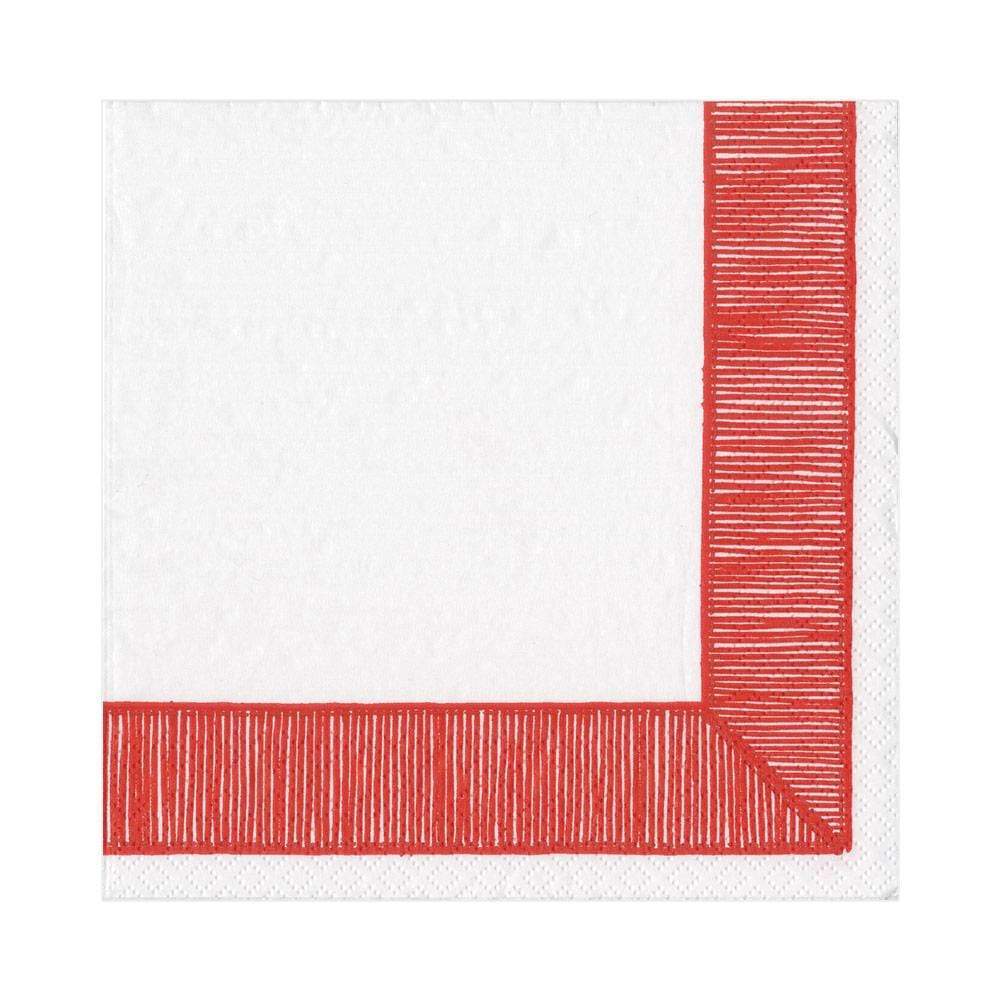 Ribbon Border Lunch Napkins-Red 20ct