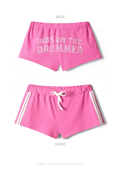 Rhinestone Dibs On The Drummer Y2K Drawstring Mini Shorts Cherrykitten