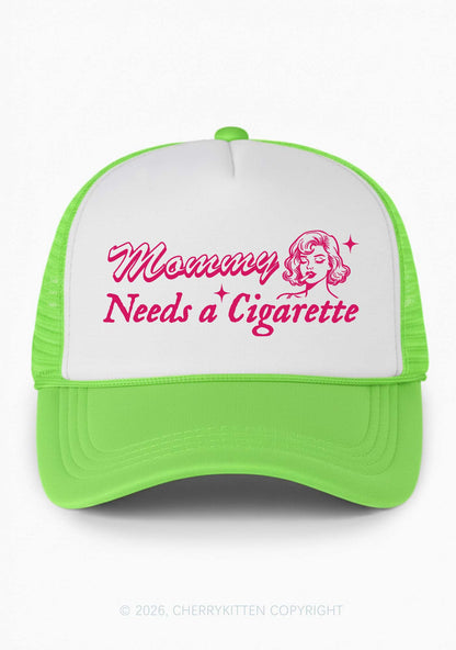 Mommy Needs a Cigarette Y2K Colorblock Trucker Hat Cherrykitten