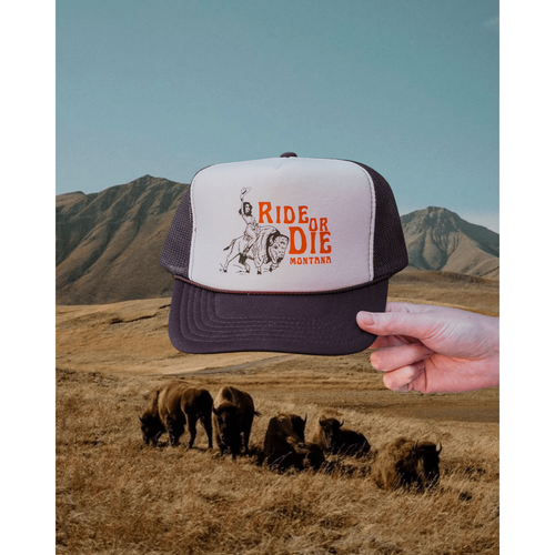 "Ride or Die" Brown & Orange Trucker Hat