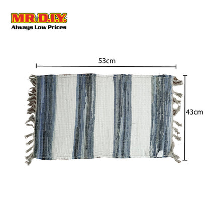 (MR.DIY) Denim-Style Indoor Outdoor Multicolor Chindi Rug (50cm x 80cm)