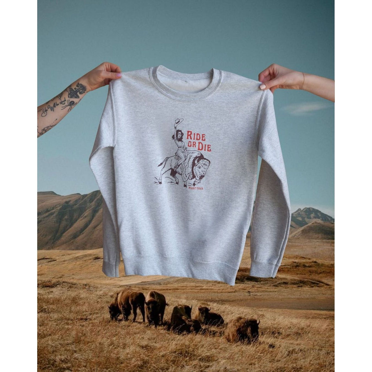 "Ride or Die" Light Grey Pullover