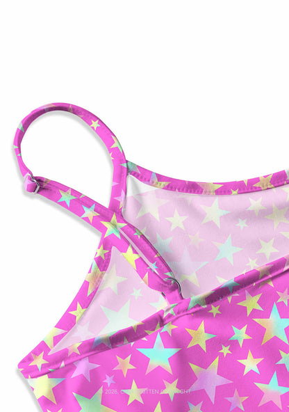 Hot Pink Alpha Male Pride Y2K Print Slip Dress Cherrykitten