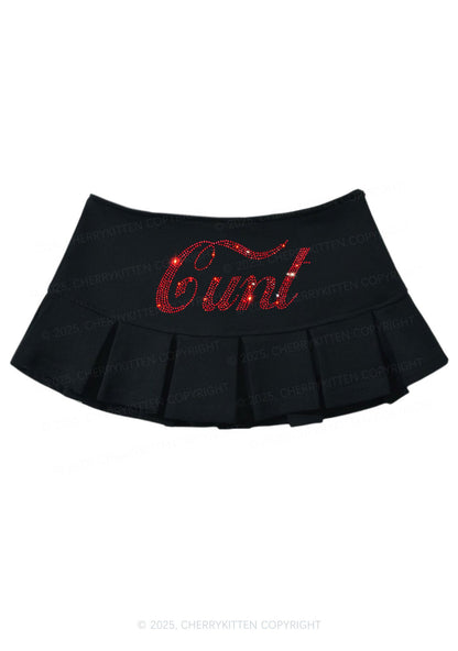 Rhinestone Special Cxxt Y2K Mini Pleated Skirts Cherrykitten