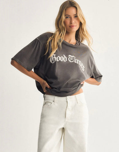 Good Times City Tee-Charcoal Moon