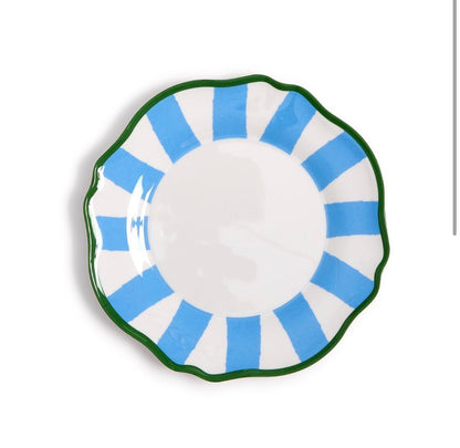 BLUE STRIPED SALAD / DESSERT PLATES-Set of 4