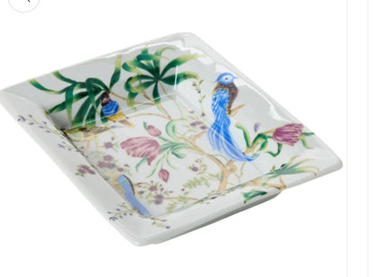 Bird & Blossom Chinoiserie Decorative Tray 7.5”