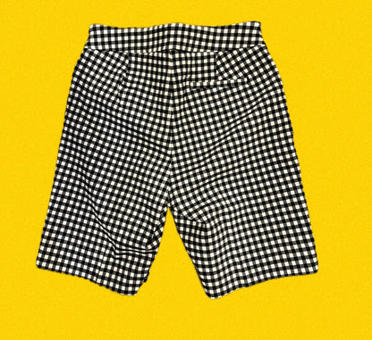 Gingham 9” Bermuda Short- Black and White