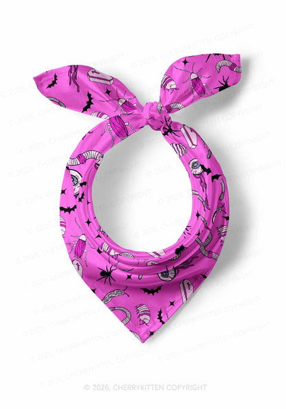 Halloween Goth Pink Party Y2K Print Square Bandana Cherrykitten