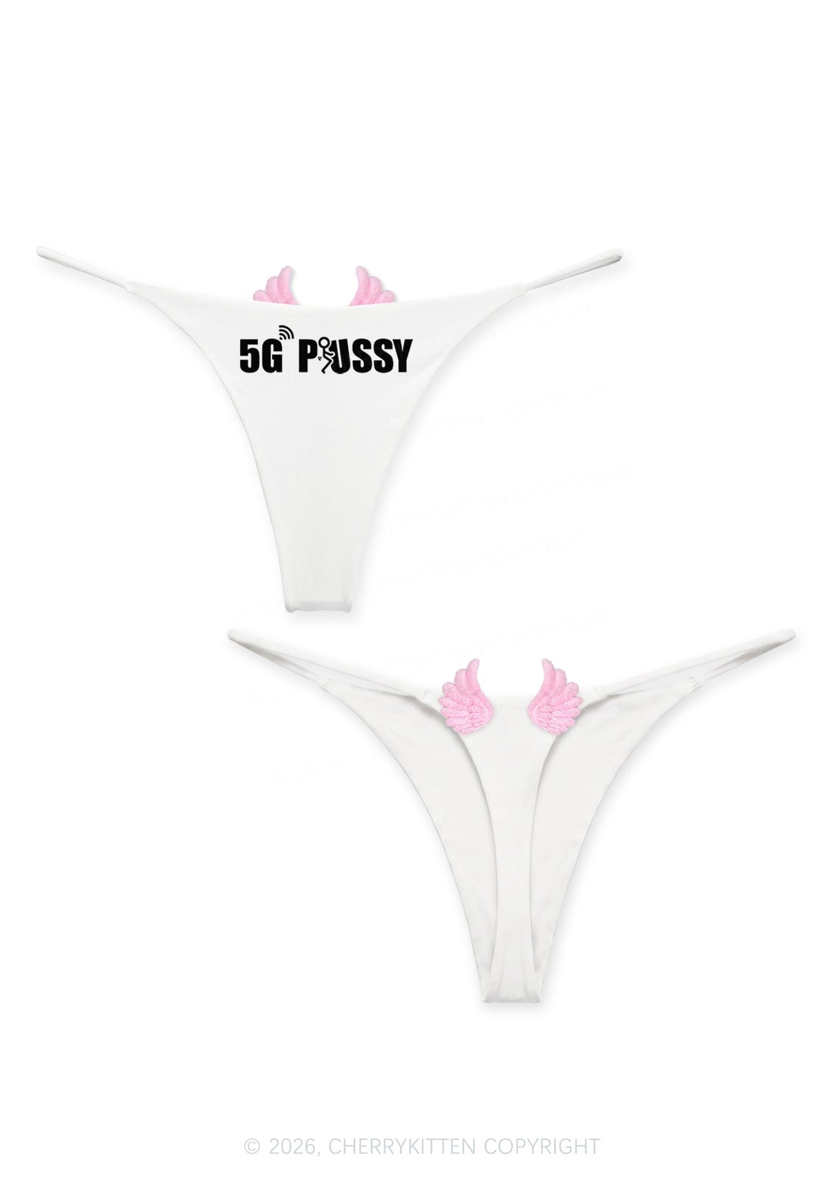 Five G Puxxy Y2K Goth Angel Wings Bikini String Thong Cherrykitten