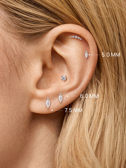 KOSINER 14K Solid Gold Minimalist Pear Flat Back Stud