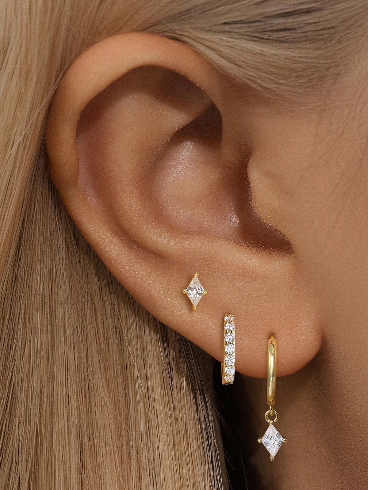 KOSINER 18K gold-plated Delicate Rhombus 3-Piece Set