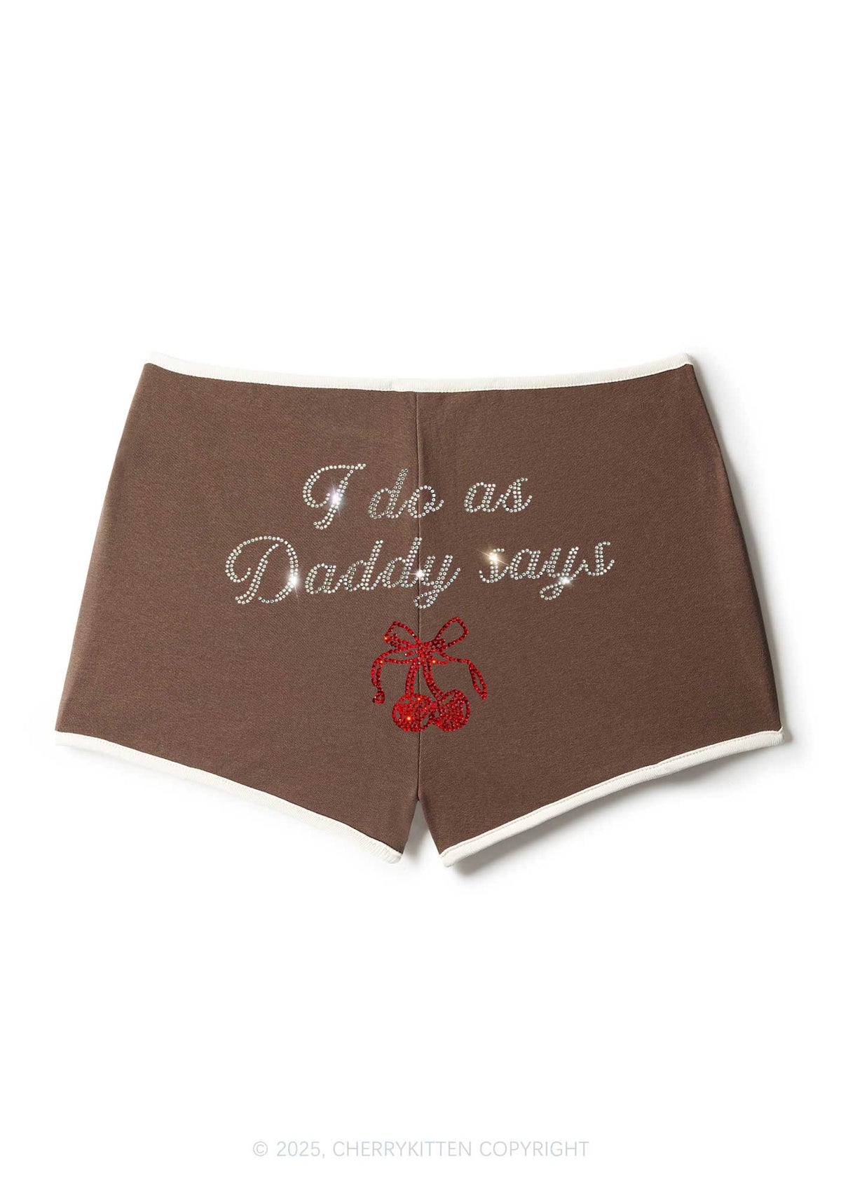 Rhinestone I Do As Daddy Says Y2K Booty Shorts Cherrykitten