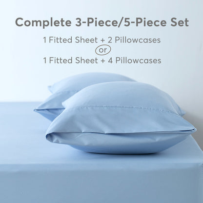 Kasentex Spring All Season Deep Pocket Fitted Sheet Set with Pillowcases, Room Decor, Graduation Gifts
