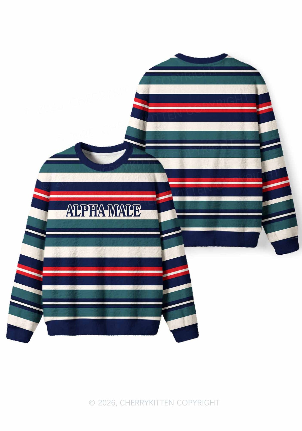 Stripe Alpha Male Y2K Knit Sweatshirt Cherrykitten