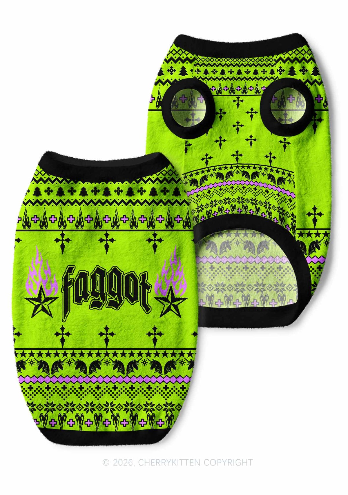 Faggot Stars Pride Y2K Pet Knit Sweatshirt Cherrykitten